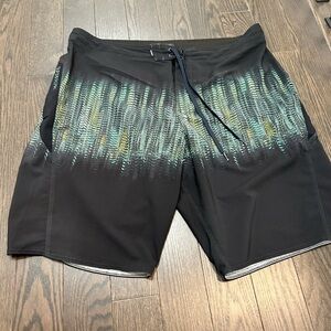 O’Neill Black and Green Patterned Swim Shorts